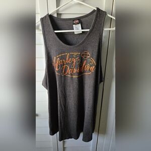 Harley-Davidson Gray Graphic Racerback Tank Top Relaxed Fit Womens Size XL